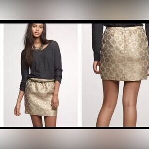 J. CREW GOLDENROD JACQUARD METALLIC GOLD MINI SKIRT SIZE 6 (e5